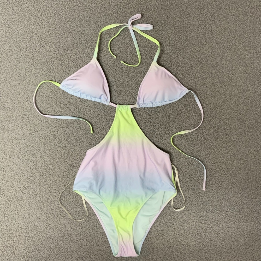 NWT Aerie One Piece Bathing Suit Size small multi color cut out  New